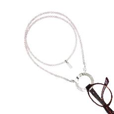 Bijoux porte lunettes collier Quartz rose